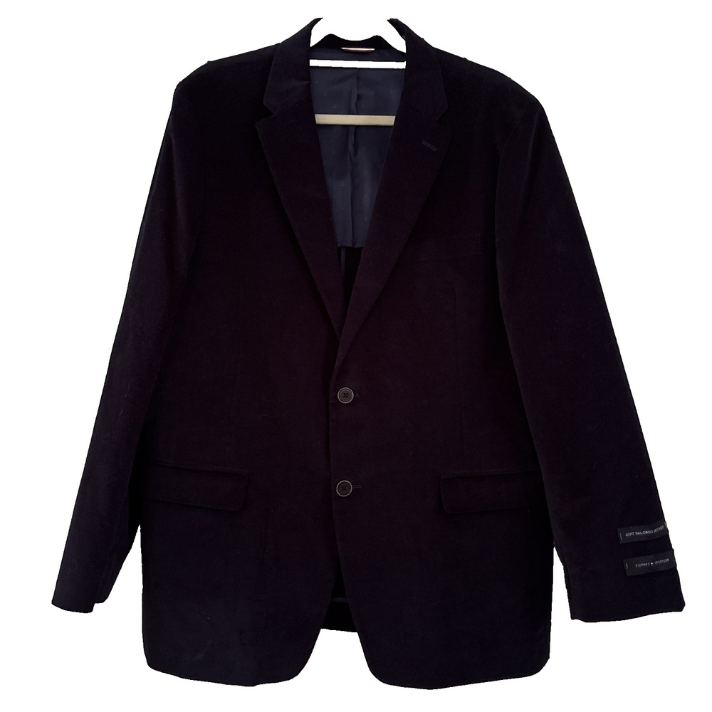 NWOT Tommy Hilfiger 43R Sport Coat Blazer Navy Blue Small Rib Corduroy